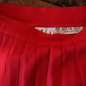 Vintage Women's Wool Pleated Long Skirts - Red Size 6